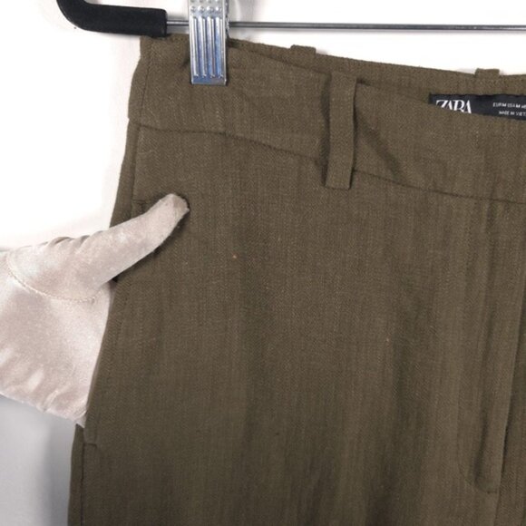 NWOT ZARA LINEN Blend Wide Leg Knit Pants Trousers Crop 2753/220/505 MEDIUM - Picture 8 of 13